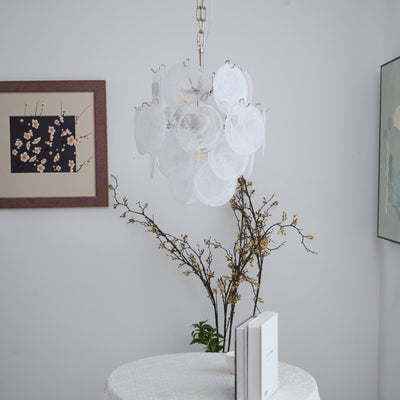 Lioruora Chandelier Apricot Murano Glass Disc Layered Artistic