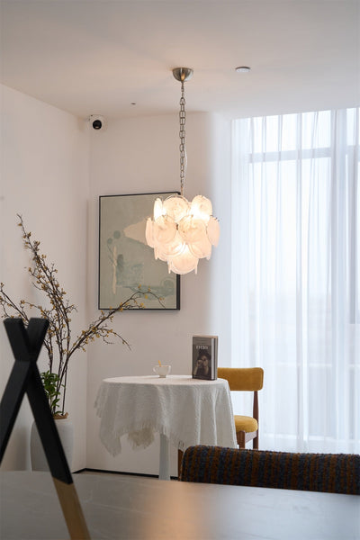 Lioruora Chandelier Apricot Murano Glass Disc Layered Artistic