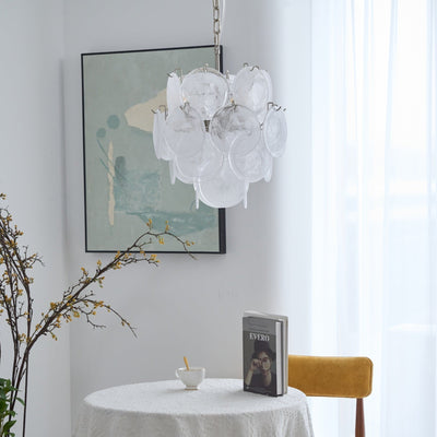 Lioruora Chandelier Apricot Murano Glass Disc Layered Artistic