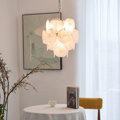 Lioruora Chandelier Apricot Murano Glass Disc Layered Artistic