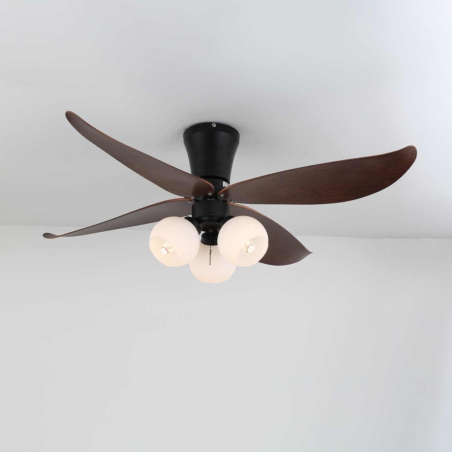 Lunair Vintage Wood Glass Ceiling Fan Light