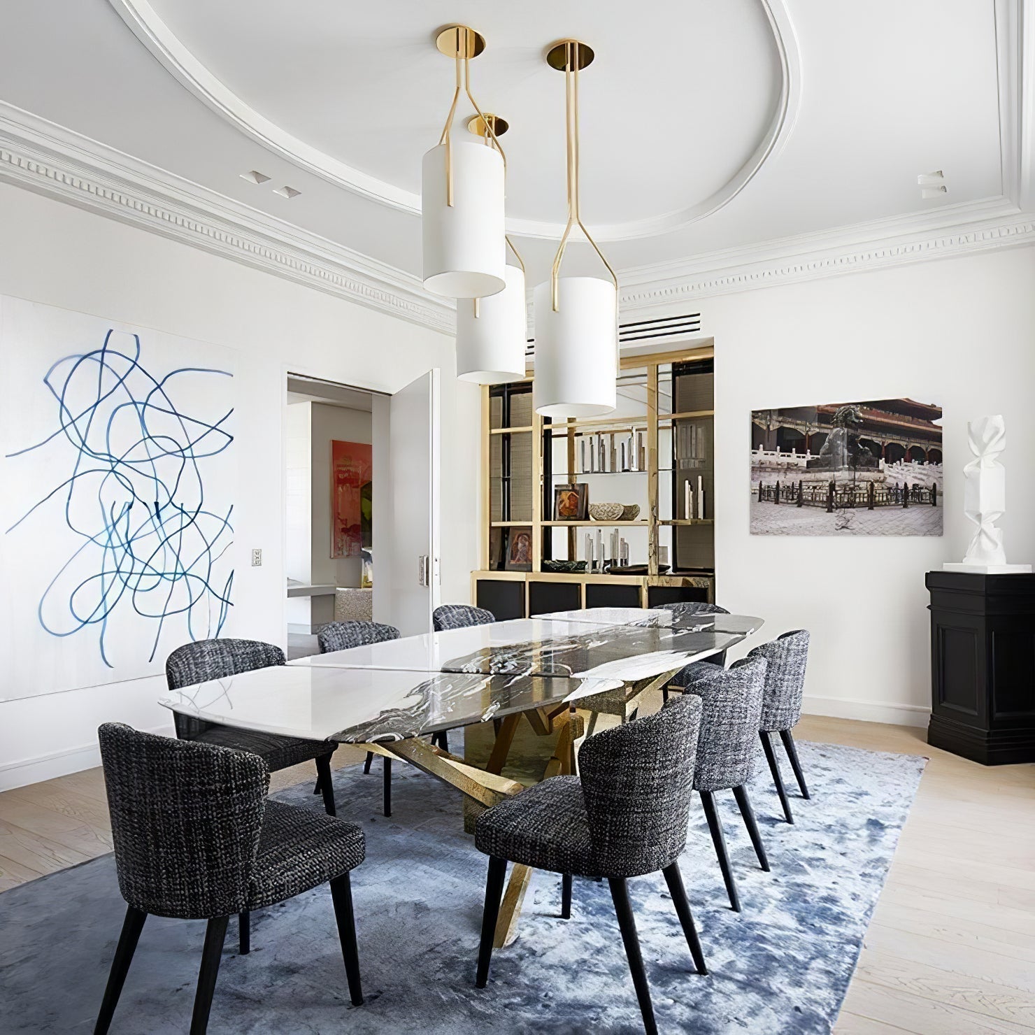 Cex Chandelier LED 3-Lights Brass Modern
