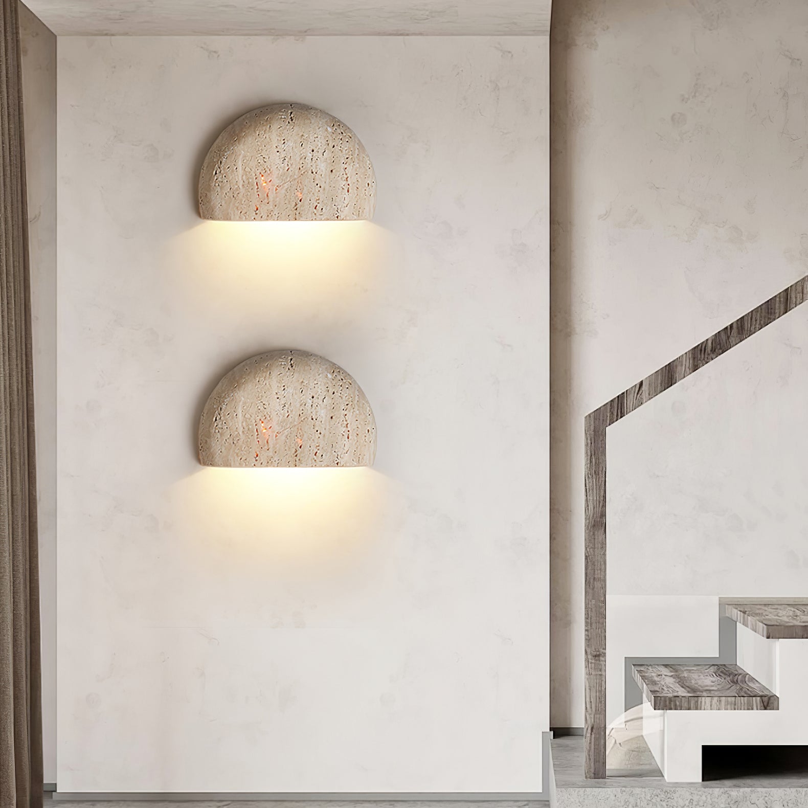 Armarel Half Moon Travertine Wall Light