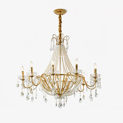 Eurvaros Vintage Crystal Brass Chandelier - Neutral Decor