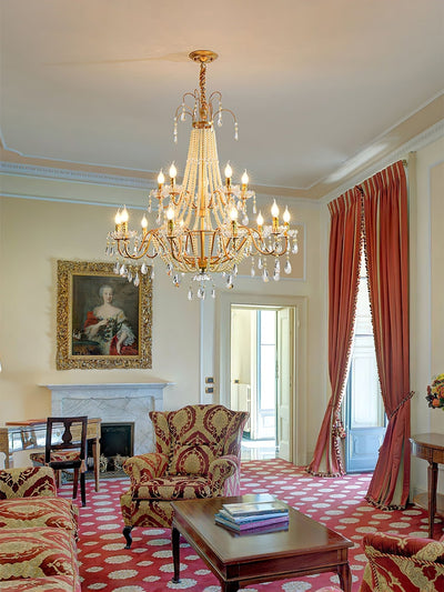 Eurvaros Vintage Crystal Brass Chandelier - Neutral Decor