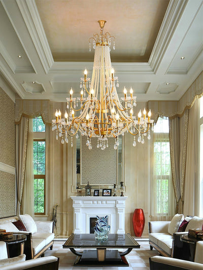 Eurvaros Vintage Crystal Brass Chandelier - Neutral Decor
