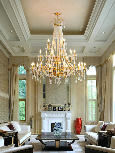 Eurvaros Vintage Crystal Brass Chandelier - Neutral Decor
