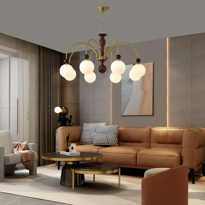 Sylenise Pendant Lamp Walnut Brass Globe Vintage