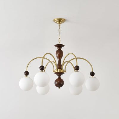Sylenise Pendant Lamp Walnut Brass Globe Vintage