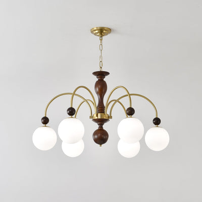 Sylenise Pendant Lamp Walnut Brass Globe Vintage