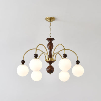 Sylenise Pendant Lamp Walnut Brass Globe Vintage