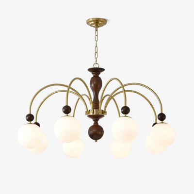 Sylenise Pendant Lamp Walnut Brass Globe Vintage