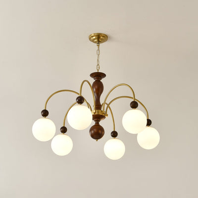 Sylenise Pendant Lamp Walnut Brass Globe Vintage