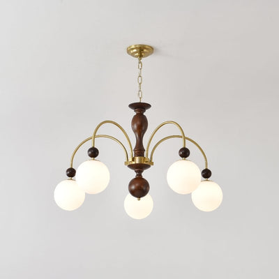 Sylenise Pendant Lamp Walnut Brass Globe Vintage