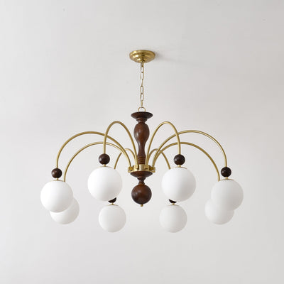 Sylenise Pendant Lamp Walnut Brass Globe Vintage