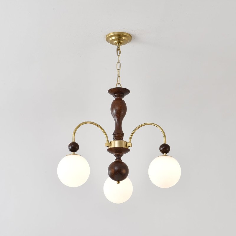 Sylenise Pendant Lamp Walnut Brass Globe Vintage