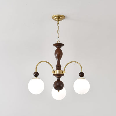 Sylenise Pendant Lamp Walnut Brass Globe Vintage