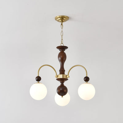 Sylenise Pendant Lamp Walnut Brass Globe Vintage