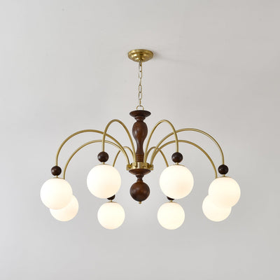 Sylenise Pendant Lamp Walnut Brass Globe Vintage