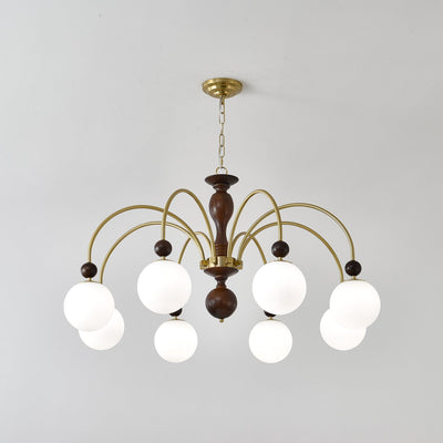Sylenise Pendant Lamp Walnut Brass Globe Vintage