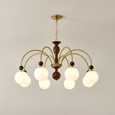 Sylenise Pendant Lamp Walnut Brass Globe Vintage