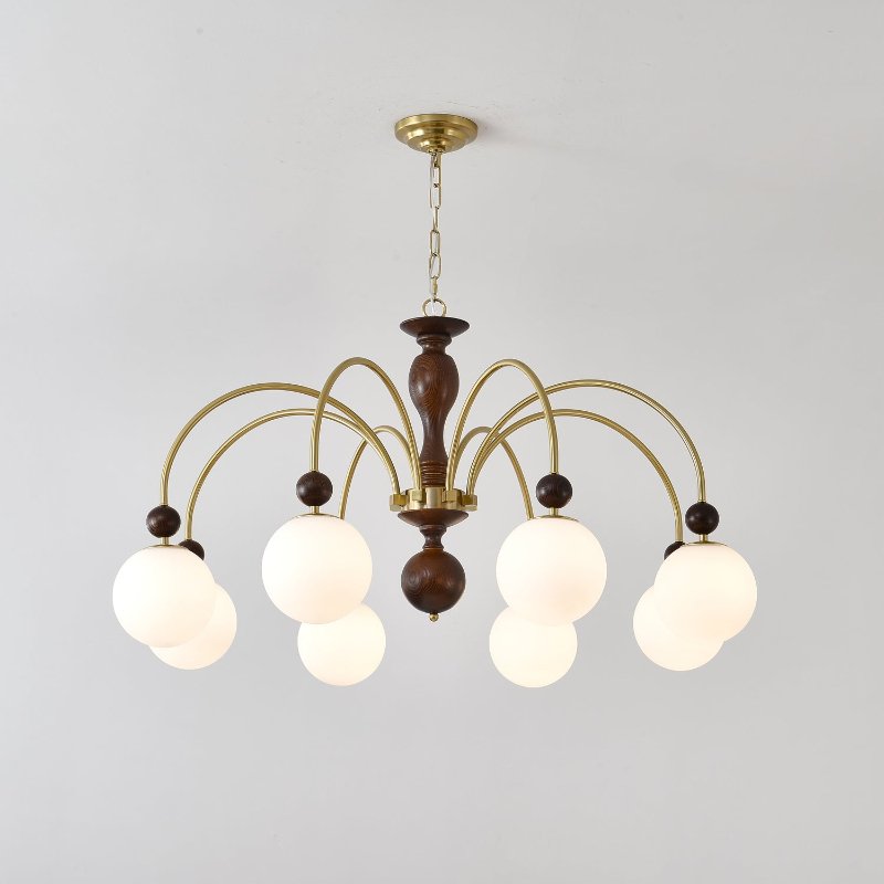Sylenise Pendant Lamp Walnut Brass Globe Vintage