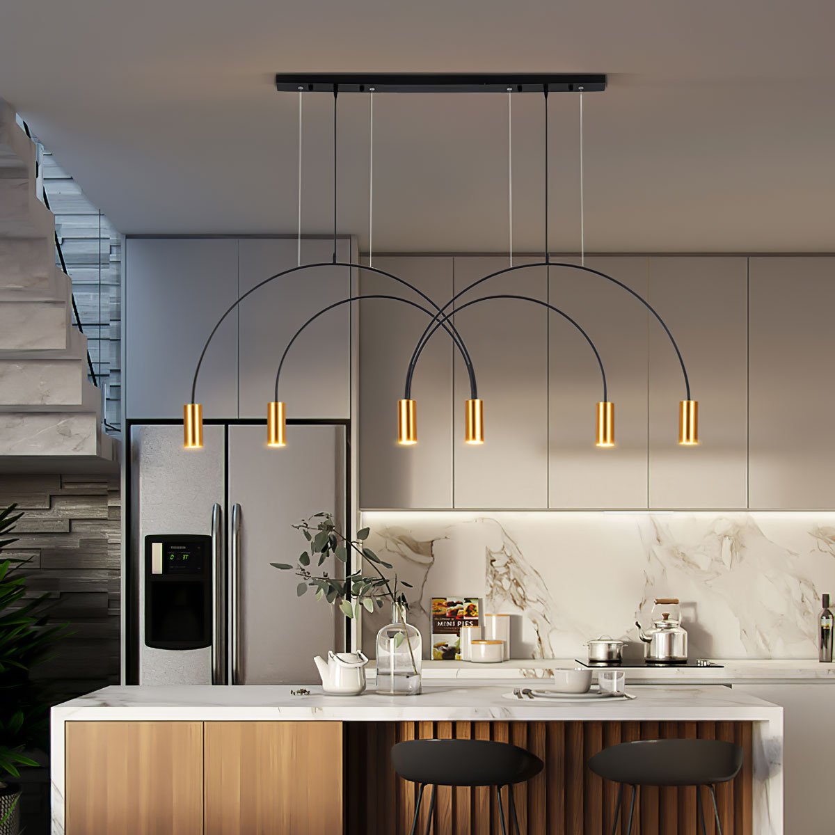 Noriel Pendant Lamp Overlapping Cylinder Minimalist Dining Room