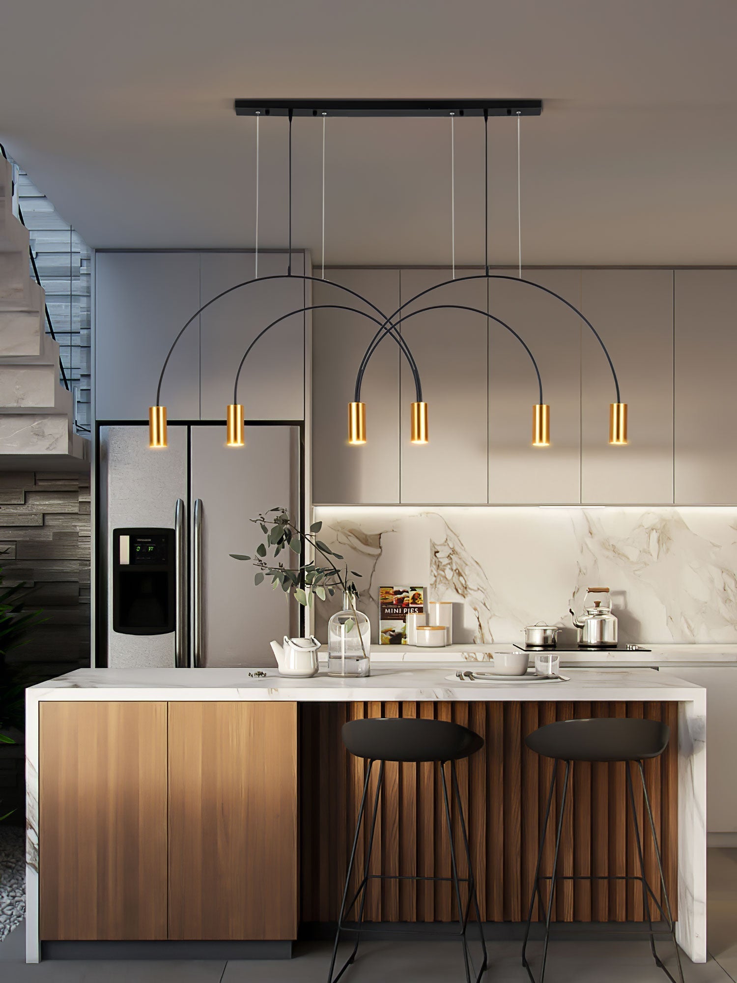Noriel Pendant Lamp Overlapping Cylinder Minimalist Dining Room