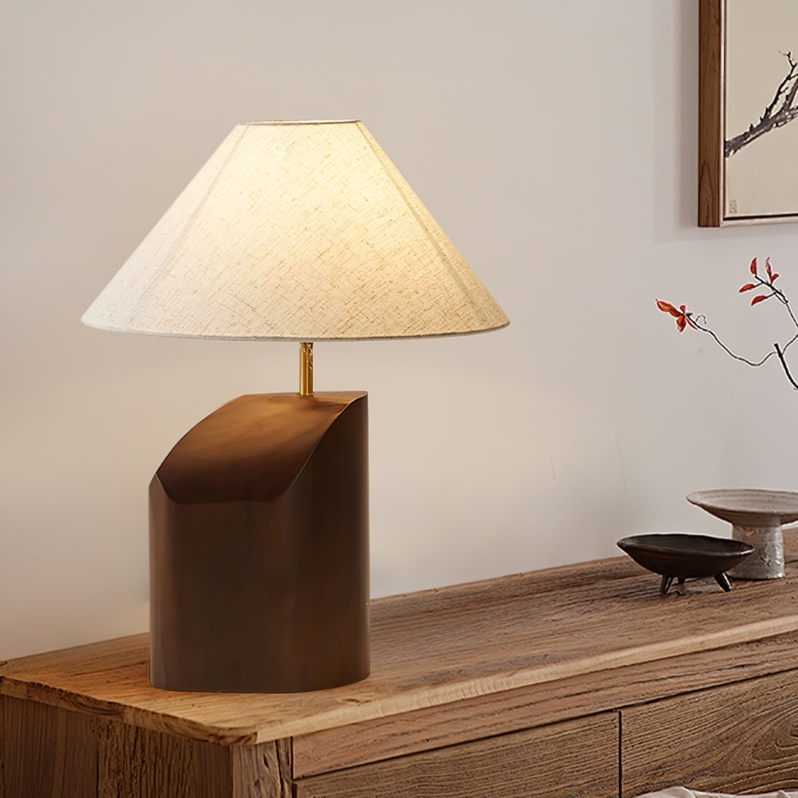 Halene Wood Fabric Table Lamp