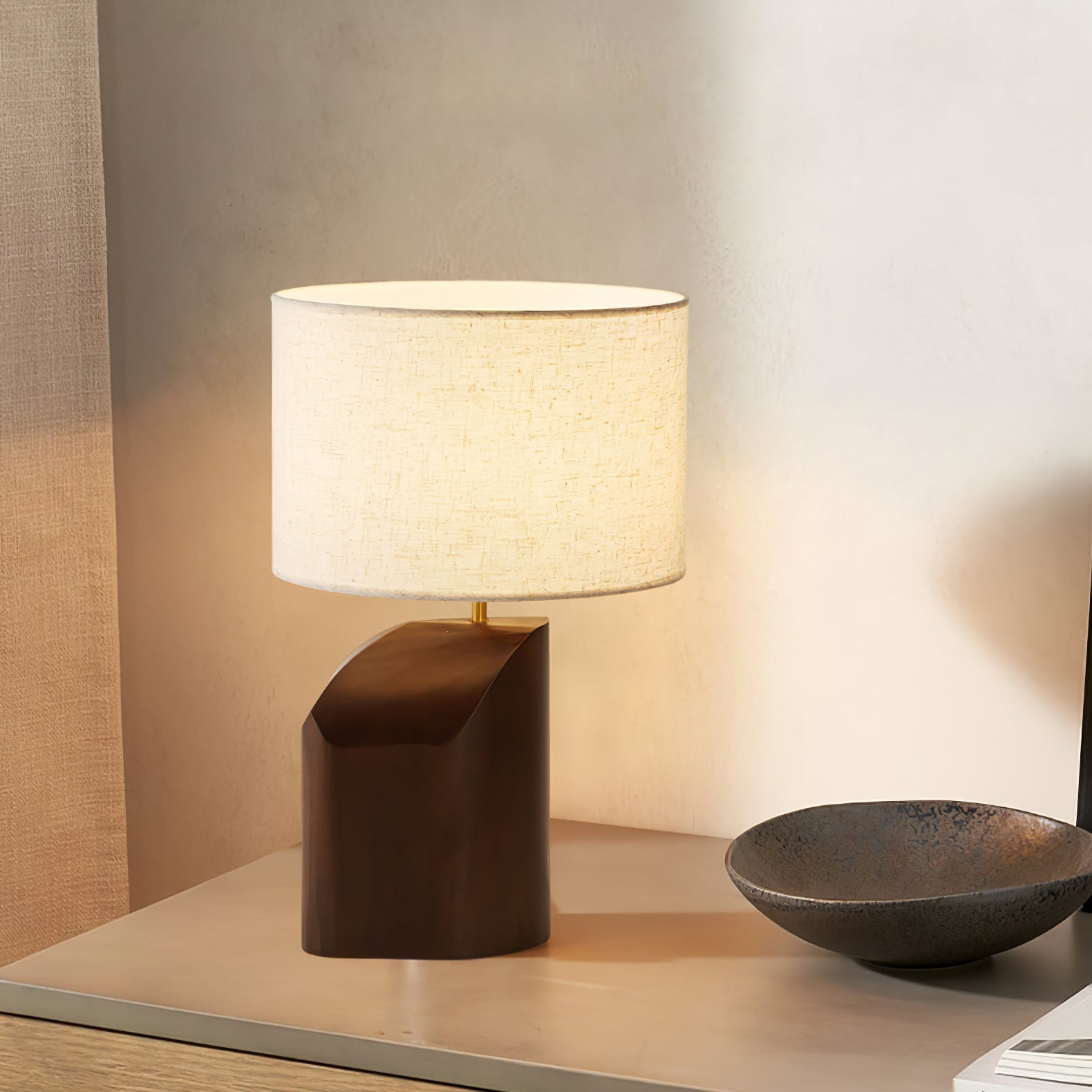 Halene Wood Fabric Table Lamp