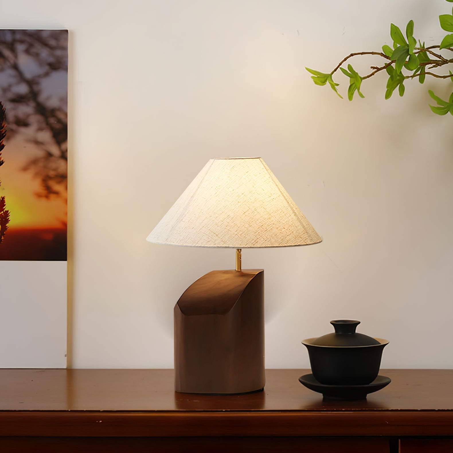 Halene Wood Fabric Table Lamp