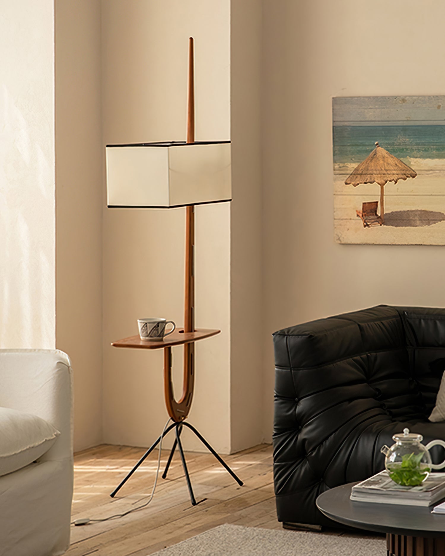 Vemara Mid Century Wood Floor Lamp