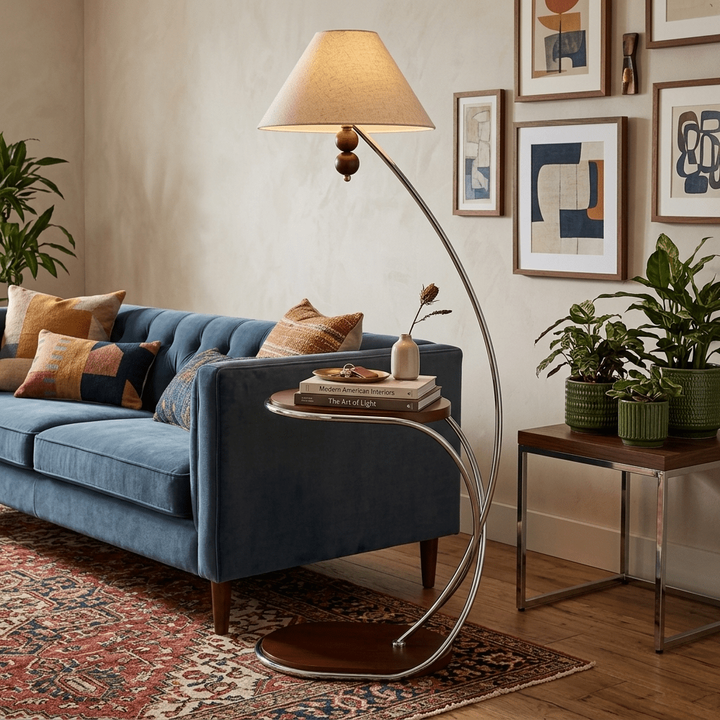 Elaorina Curved Shelf Floor Lamp