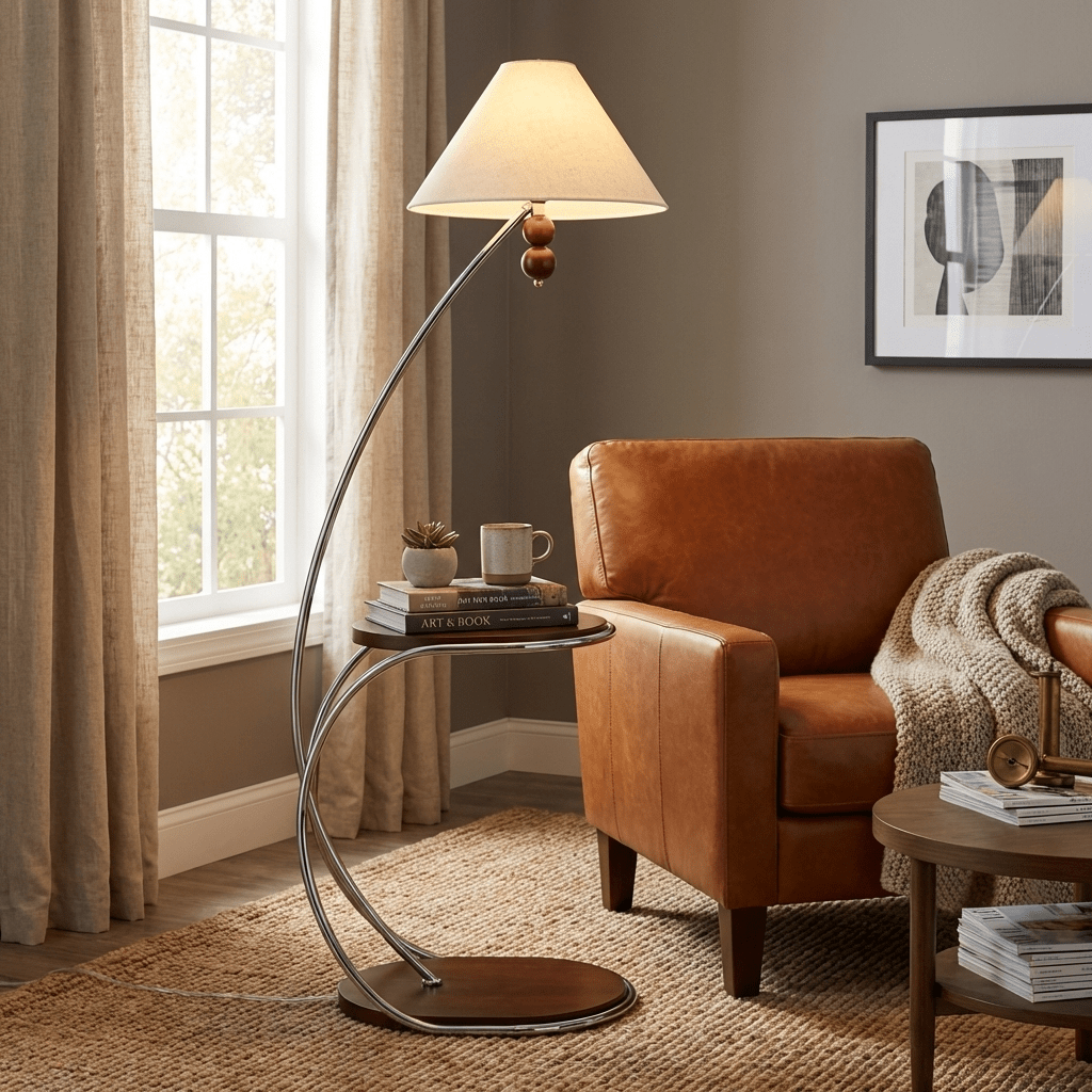 Elaorina Curved Shelf Floor Lamp