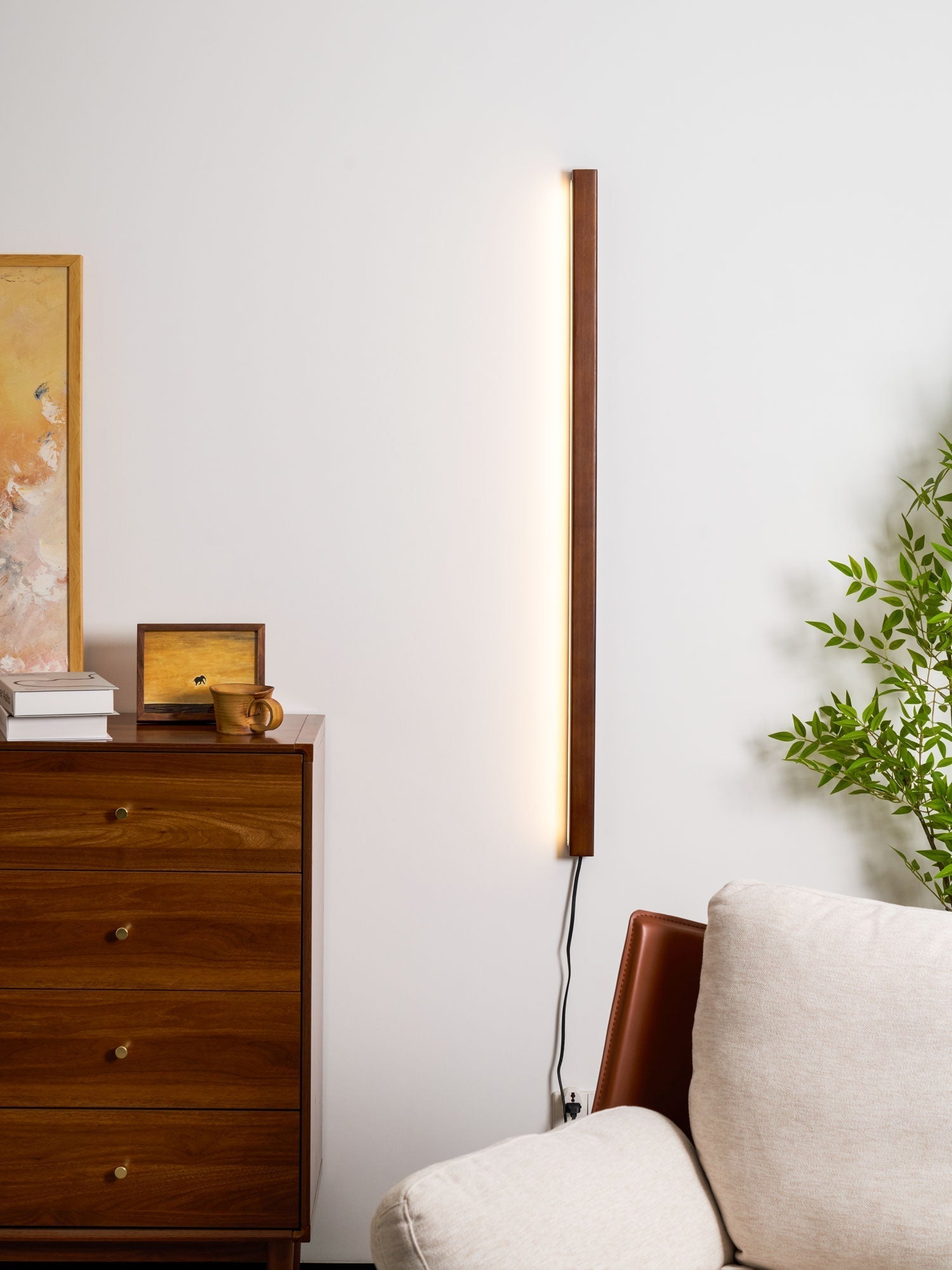Bryf Wall Lamp Linear Wood Plug In