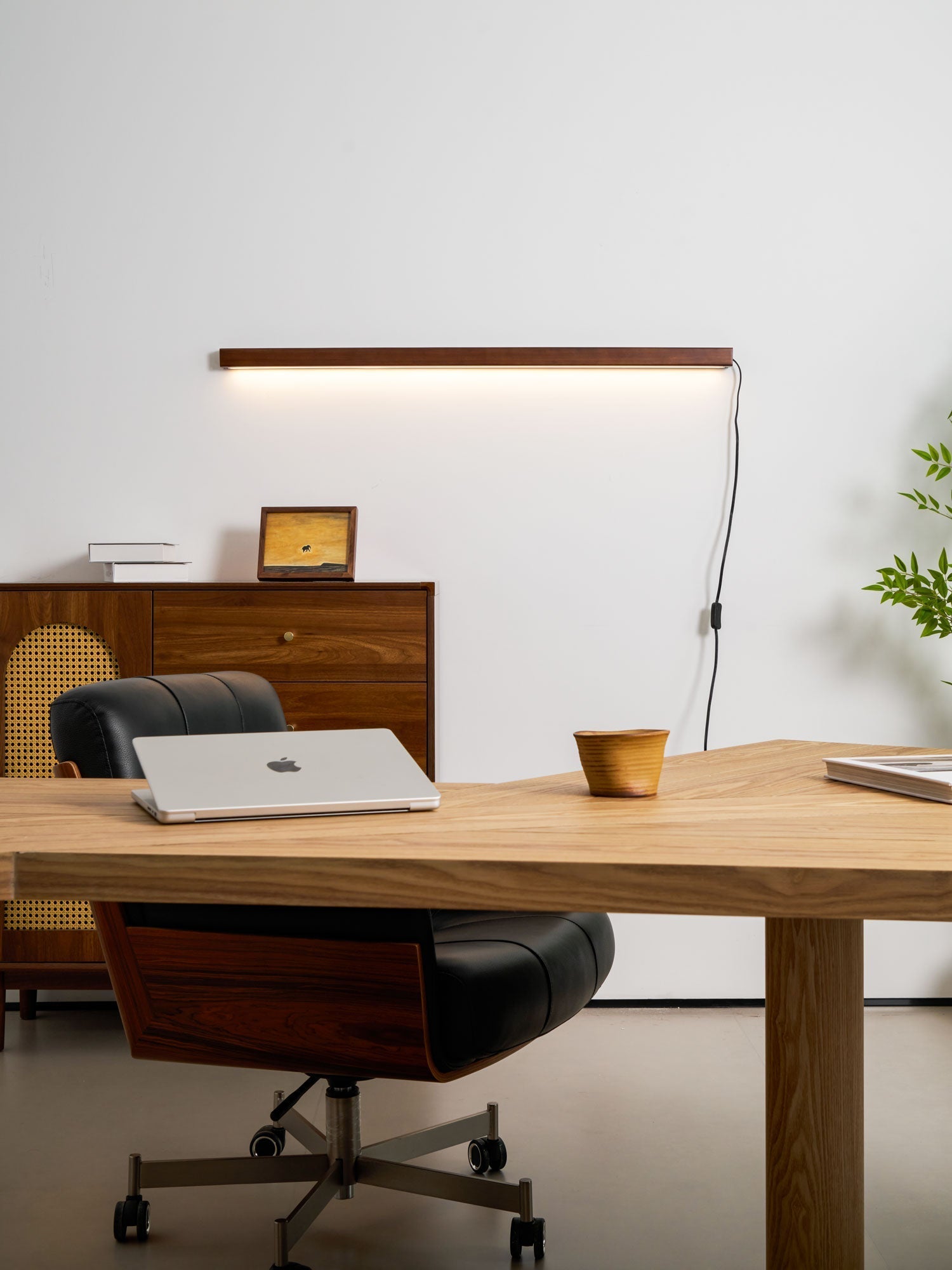 Bryf Wall Lamp Linear Wood Plug In
