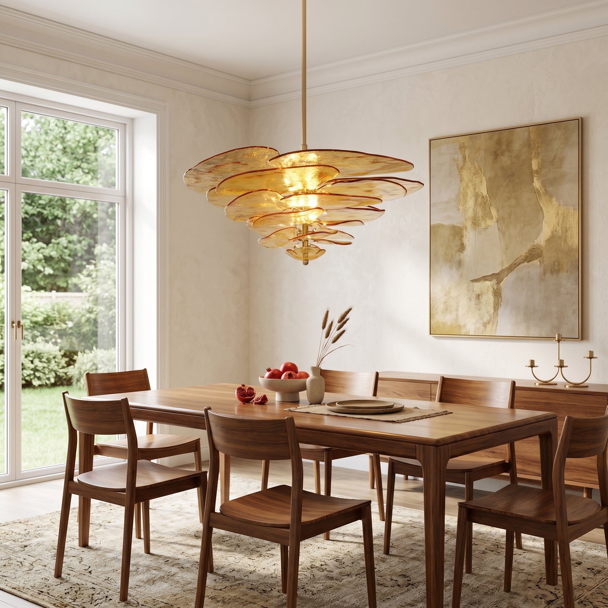 Fairwell Lotus Leaf Layered Glass Chandelier