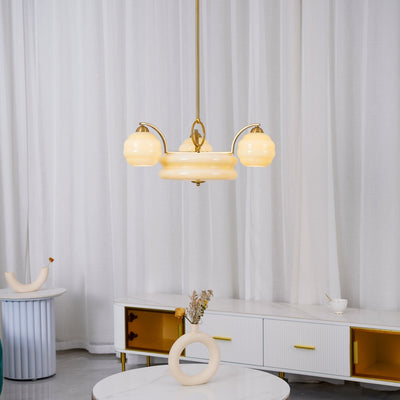 Celeelle Chandelier Art Deco Vintage Gold Glass Shades