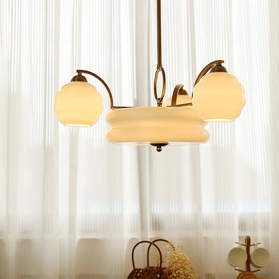 Celeelle Chandelier Art Deco Vintage Gold Glass Shades
