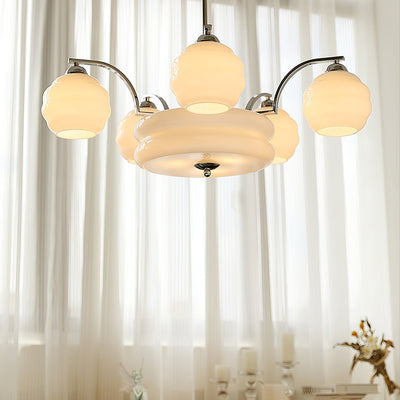 Celeelle Chandelier Art Deco Vintage Gold Glass Shades