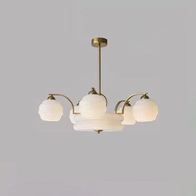 Celeelle Chandelier Art Deco Vintage Gold Glass Shades