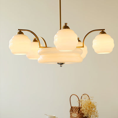Celeelle Chandelier Art Deco Vintage Gold Glass Shades