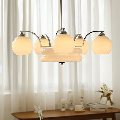 Celeelle Chandelier Art Deco Vintage Gold Glass Shades