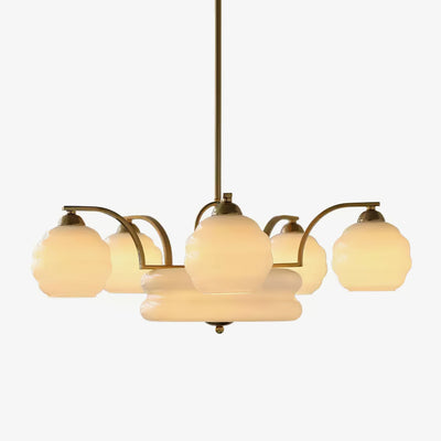 Celeelle Chandelier Art Deco Vintage Gold Glass Shades