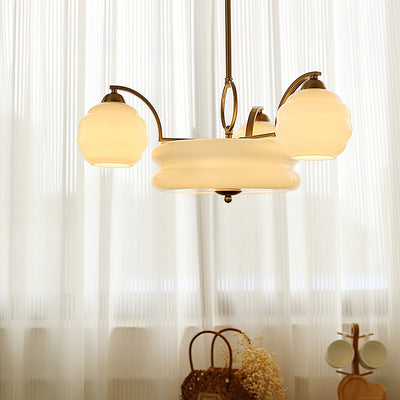 Celeelle Chandelier Art Deco Vintage Gold Glass Shades