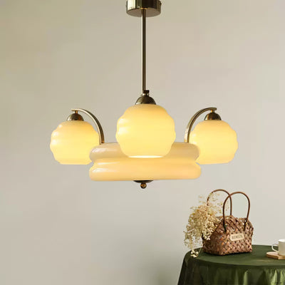 Celeelle Chandelier Art Deco Vintage Gold Glass Shades