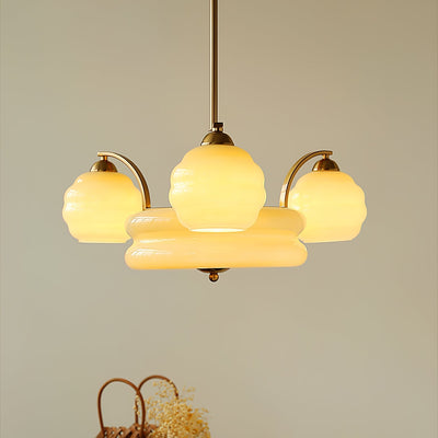 Celeelle Chandelier Art Deco Vintage Gold Glass Shades