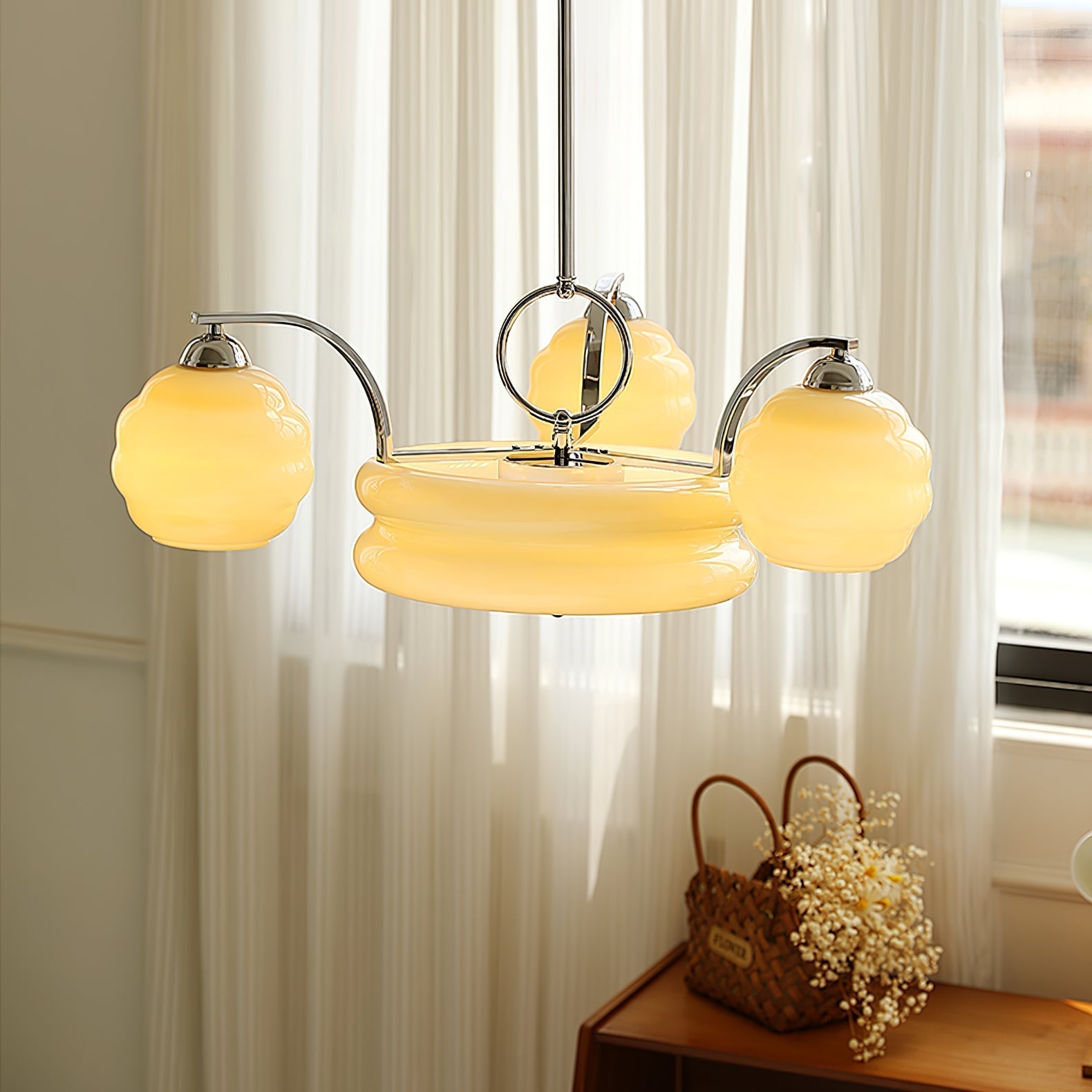 Celeelle Chandelier Art Deco Vintage Gold Glass Shades