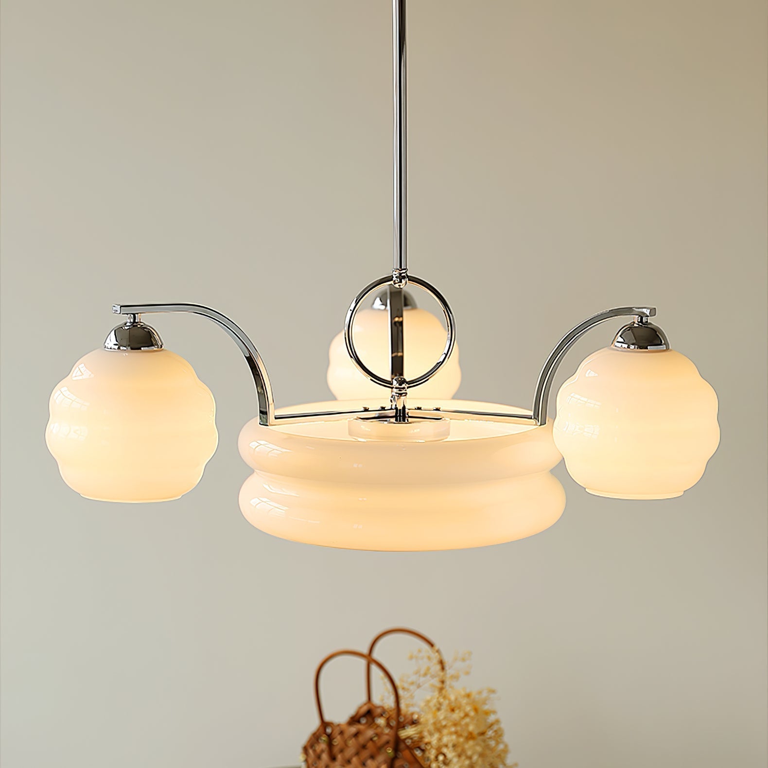 Celeelle Chandelier Art Deco Vintage Gold Glass Shades
