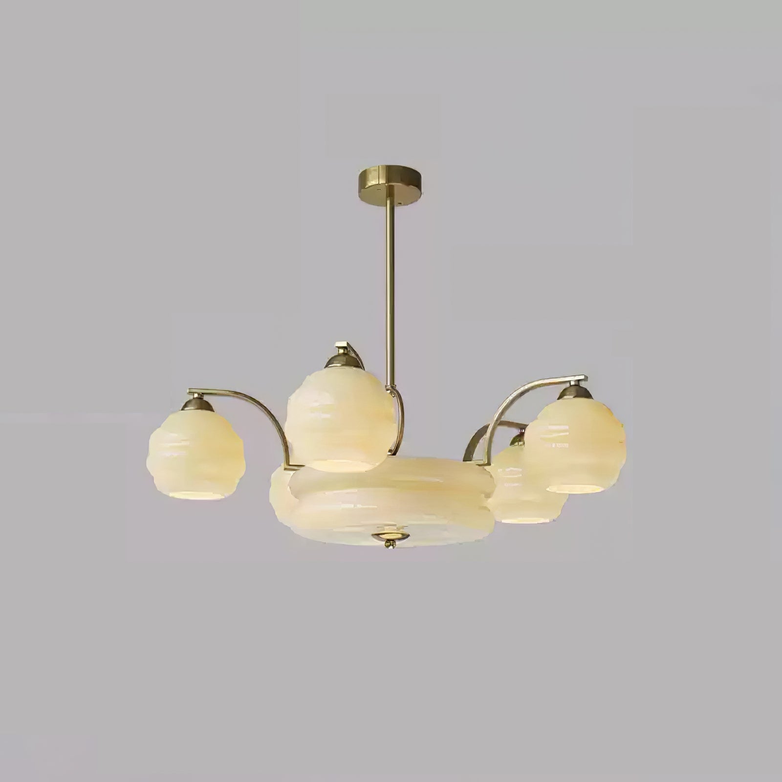 Celeelle Chandelier Art Deco Vintage Gold Glass Shades